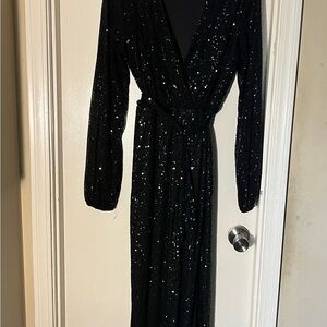 Fashion Nova Black Sequin Long Sleeve Dress
